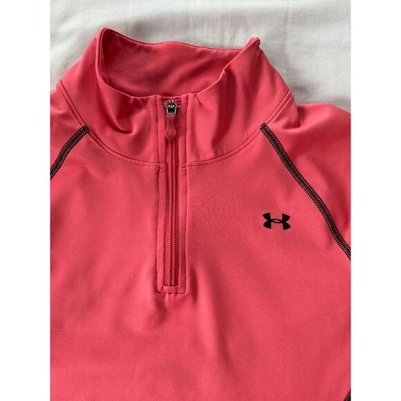 Women's Under Armour Semi Fitted 3/4 Zip Pink Pull Over Size Large, Cold Gear - Picture 5 of 6